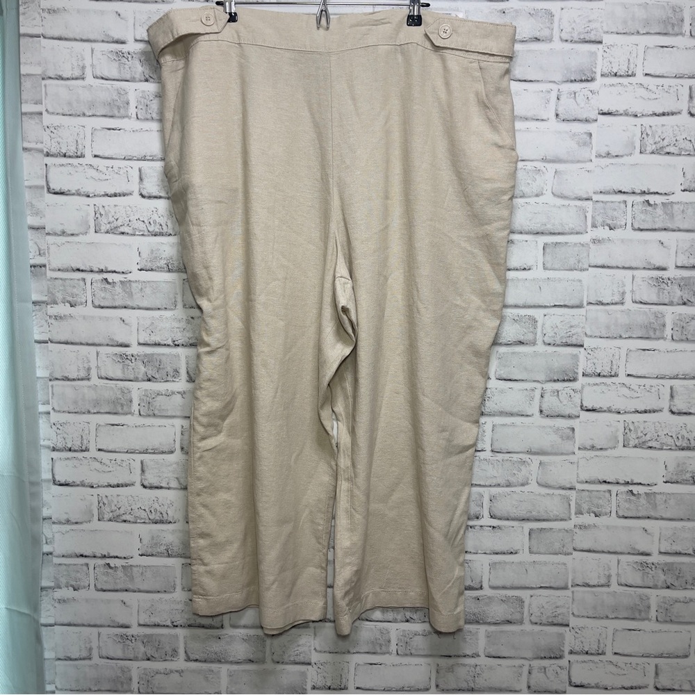 Croft & Barrow Linen Blend Mid Rise Wide Leg Crop Pants NWT Plus Size 3X